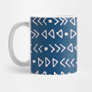 Triangles and Arrows Pattern Navy Blue and Blush Pink Mug